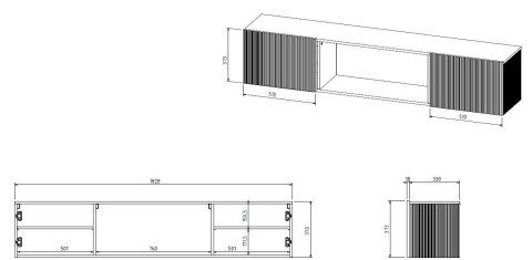 Szafka RTV ROTA 183x35x37 biały mat + czarny kominek Cama MEBLE Szafka RTV ROTA 183x35x37 biały mat + czarny kominek Cama MEBLE