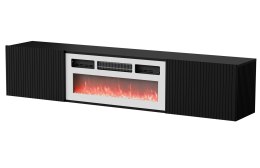 Szafka RTV ROTA 183x35x37 czarny mat + biały kominek Cama MEBLE