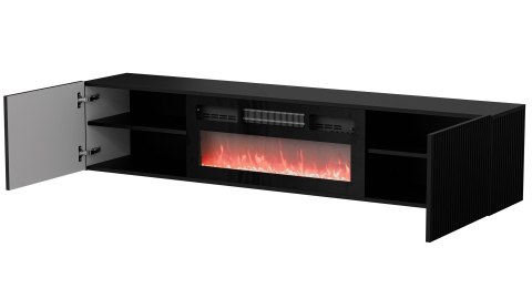 Szafka RTV ROTA 183x35x37 czarny mat + czarny kominek Cama MEBLE Szafka RTV ROTA 183x35x37 czarny mat + czarny kominek Cama MEBLE