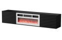 Szafka RTV TULA 183x35x37 czarny mat + biały kominek Cama MEBLE