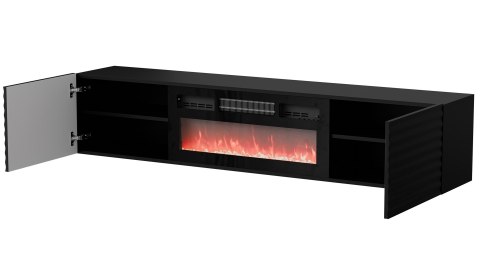Szafka RTV TULA 183x35x37 czarny mat + czarny kominek Cama MEBLE Szafka RTV TULA 183x35x37 czarny mat + czarny kominek Cama MEBLE
