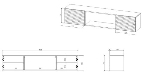Szafka RTV TULA 183x35x37 czarny mat + czarny kominek Cama MEBLE Szafka RTV TULA 183x35x37 czarny mat + czarny kominek Cama MEBLE