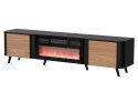 Szafka RTV VOLARE 200x39x49 czarny/orzech + kominek Cama MEBLE