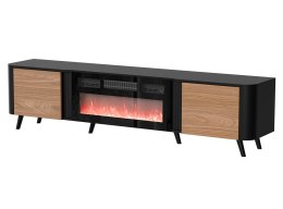 Szafka RTV VOLARE 200x39x49 czarny/orzech + kominek Cama MEBLE