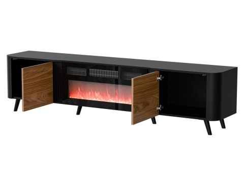 Szafka RTV VOLARE 200x39x49 czarny/orzech + kominek Cama MEBLE Szafka RTV VOLARE 200x39x49 czarny/orzech + kominek Cama MEBLE
