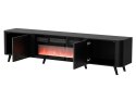Szafka RTV VOLARE 200x39x49 czarny/san sebastian + kominek Cama MEBLE