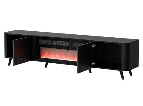 Szafka RTV VOLARE 200x39x49 czarny/san sebastian + kominek Cama MEBLE Szafka RTV VOLARE 200x39x49 czarny/san sebastian + kominek Cama MEBLE