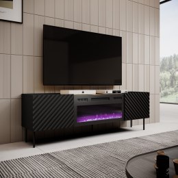Szafka RTV z kominkiem elektrycznym ONDA 180x40x39-58 czarny (stojąca lub wisząca) Cama MEBLE