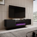 Szafka RTV z kominkiem elektrycznym ONDA 180x40x39-58 czarny (stojąca lub wisząca) Cama MEBLE