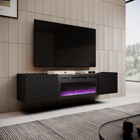 Szafka RTV z kominkiem elektrycznym ONDA 180x40x39-58 czarny (stojąca lub wisząca) Cama MEBLE Szafka RTV z kominkiem elektrycznym ONDA 180x40x39-58 czarny (stojąca lub wisząca) Cama MEBLE