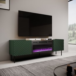 Szafka RTV z kominkiem elektrycznym ONDA 180,5x40xH58,39 zieleń (stojąca lub wisząca) Cama MEBLE