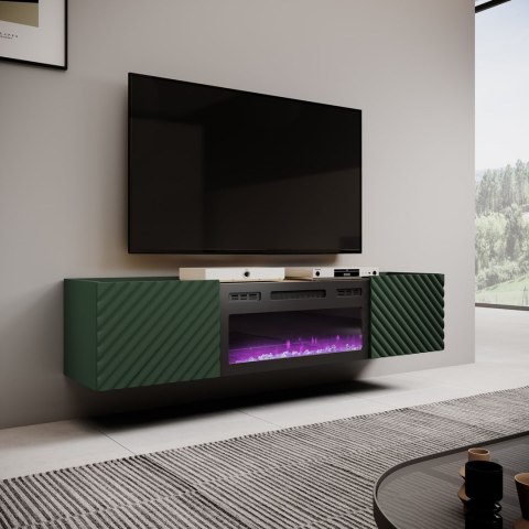 Szafka RTV z kominkiem elektrycznym ONDA 180,5x40xH58,39 zieleń (stojąca lub wisząca) Cama MEBLE Szafka RTV z kominkiem elektrycznym ONDA 180,5x40xH58,39 zieleń (stojąca lub wisząca) Cama MEBLE