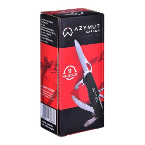 Scyzoryk AZYMUT Karkon - 9 narzędzi + kabura, 113 mm czarny (HK20018) AZYMUT Scyzoryk AZYMUT Karkon - 9 narzędzi + kabura, 113 mm czarny (HK20018) AZYMUT