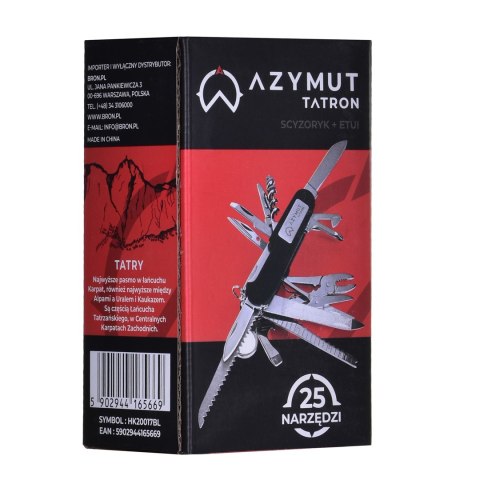 Scyzoryk AZYMUT Tatron - 25 narzędzi + kabura, 90mm czarny ( HK20017BL ) AZYMUT Scyzoryk AZYMUT Tatron - 25 narzędzi + kabura, 90mm czarny ( HK20017BL ) AZYMUT