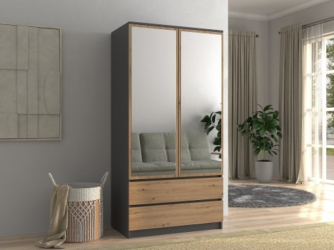 Szafa SS-90 LUSTRO 90x50xH180 antracyt/artisan TOP E SHOP Szafa SS-90 LUSTRO 90x50xH180 antracyt/artisan TOP E SHOP