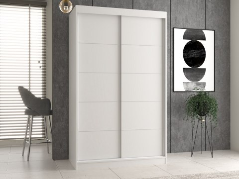 Szafa z drzwiami przesuwnymi i ozdobnymi szprosami IGA 120x61xH200 biel TOP E SHOP Szafa z drzwiami przesuwnymi i ozdobnymi szprosami IGA 120x61xH200 biel TOP E SHOP
