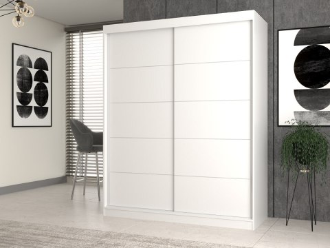 Szafa z drzwiami przesuwnymi i ozdobnymi szprosami IGA 160x61xH200 biel TOP E SHOP Szafa z drzwiami przesuwnymi i ozdobnymi szprosami IGA 160x61xH200 biel TOP E SHOP