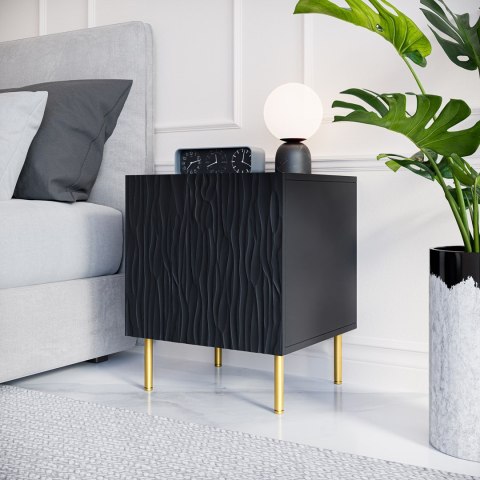 Szafka nocna 2szt. JUNGLE 53,5x40,5x44 czarny mat + złote nóżki Cama MEBLE Szafka nocna 2szt. JUNGLE 53,5x40,5x44 czarny mat + złote nóżki Cama MEBLE
