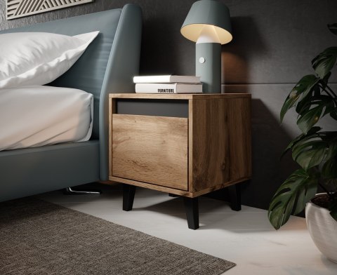 Szafka nocna NORD 2szt. 40x38xH45 dąb wotan/antracyt Cama MEBLE Szafka nocna NORD 2szt. 40x38xH45 dąb wotan/antracyt Cama MEBLE
