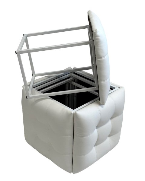 Puf-transformator 5w1 - 5 taboretów w 1 pufie biała eco skóra Go Gift Puf-transformator 5w1 - 5 taboretów w 1 pufie biała eco skóra Go Gift