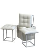 Puf-transformator 5w1 - 5 taboretów w 1 pufie biała eco skóra Go Gift