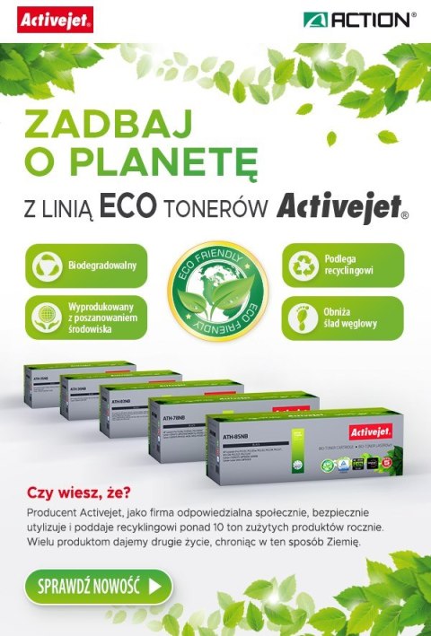 BIO Activejet ATH-78NB Toner (zamiennik HP 78A CE278A, Canon CRG-728; Supreme; 2500 stron; czarny). ECO Toner. Proszek w tonerze Activejet BIO Activejet ATH-78NB Toner (zamiennik HP 78A CE278A, Canon CRG-728; Supreme; 2500 stron; czarny). ECO Toner. Proszek w tonerze Activejet