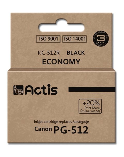 Actis KC-512R Tusz (zamiennik Canon PG-512; Standard; 15 ml; czarny) ACTIS Actis KC-512R Tusz (zamiennik Canon PG-512; Standard; 15 ml; czarny) ACTIS