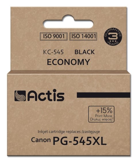 Actis KC-545 Tusz (zamiennik do Canon PG-545XL; Supreme; 15 ml; 207 stron; czarny). ACTIS Actis KC-545 Tusz (zamiennik do Canon PG-545XL; Supreme; 15 ml; 207 stron; czarny). ACTIS