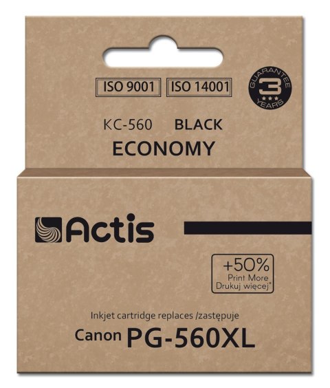 Actis KC-560 Tusz (zamiennik Canon PG-560XL; Supreme; 22 ml; czarny). Drukuje więcej o 50% względem OEM. ACTIS Actis KC-560 Tusz (zamiennik Canon PG-560XL; Supreme; 22 ml; czarny). Drukuje więcej o 50% względem OEM. ACTIS
