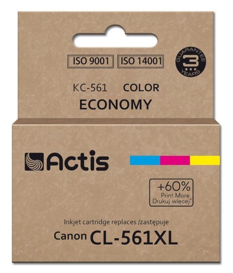 Actis KC-561 Tusz (zamiennik Canon CL-561XL; Supreme; 18 ml; błękitny, purpurowy, żółty). Drukuje więcej o 60% względem OEM. ACTIS Actis KC-561 Tusz (zamiennik Canon CL-561XL; Supreme; 18 ml; błękitny, purpurowy, żółty). Drukuje więcej o 60% względem OEM. ACTIS