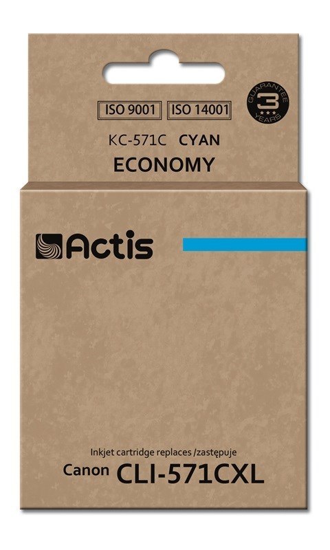 Actis KC-571C Tusz (zamiennik Canon CLI-571C; Standard; 12 ml; niebieski) ACTIS Actis KC-571C Tusz (zamiennik Canon CLI-571C; Standard; 12 ml; niebieski) ACTIS