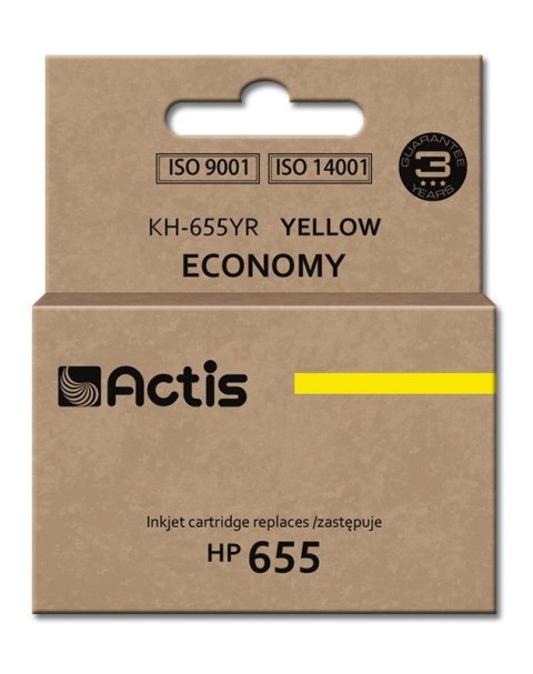 Actis KH-655YR Tusz (zamiennik HP 655 CZ112AE; Standard; 12 ml; żółty) ACTIS Actis KH-655YR Tusz (zamiennik HP 655 CZ112AE; Standard; 12 ml; żółty) ACTIS