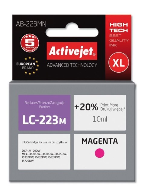 Activejet AB-223MN Tusz (zamiennik Brother LC223M; Supreme; 10 ml; czerwony) Activejet Activejet AB-223MN Tusz (zamiennik Brother LC223M; Supreme; 10 ml; czerwony) Activejet