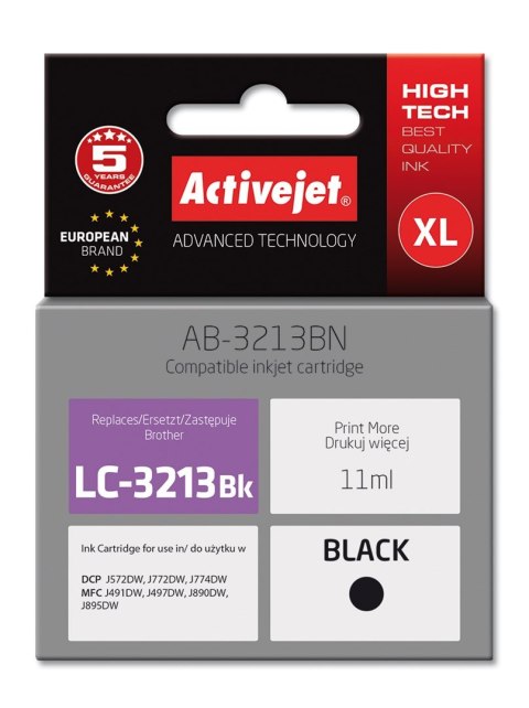 Activejet AB-3213BN Tusz (zamiennik Brother LC3213BK; Supreme; 11 ml; czarny) Activejet Activejet AB-3213BN Tusz (zamiennik Brother LC3213BK; Supreme; 11 ml; czarny) Activejet