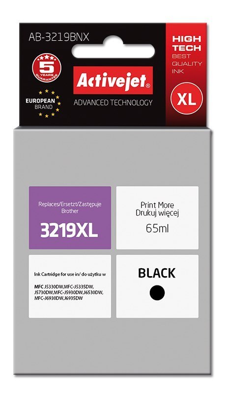 Activejet AB-3219BNX Tusz (zamiennik Brother LC3219Bk XL; Supreme; 65 ml; czarny) Activejet Activejet AB-3219BNX Tusz (zamiennik Brother LC3219Bk XL; Supreme; 65 ml; czarny) Activejet