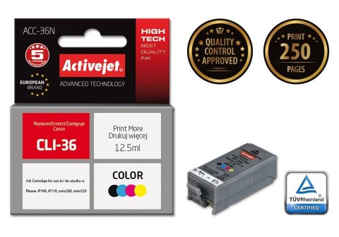 Activejet ACC-36N Tusz (zamiennik Canon CLI-36; Supreme; 12,5 ml; kolor) Activejet Activejet ACC-36N Tusz (zamiennik Canon CLI-36; Supreme; 12,5 ml; kolor) Activejet