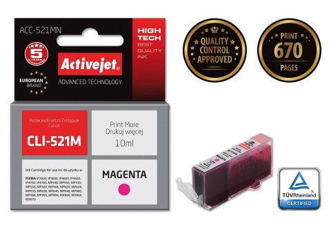 Activejet ACC-521MN Tusz (zamiennik Canon CLI-521M; Supreme; 10 ml; czerwony) Activejet Activejet ACC-521MN Tusz (zamiennik Canon CLI-521M; Supreme; 10 ml; czerwony) Activejet