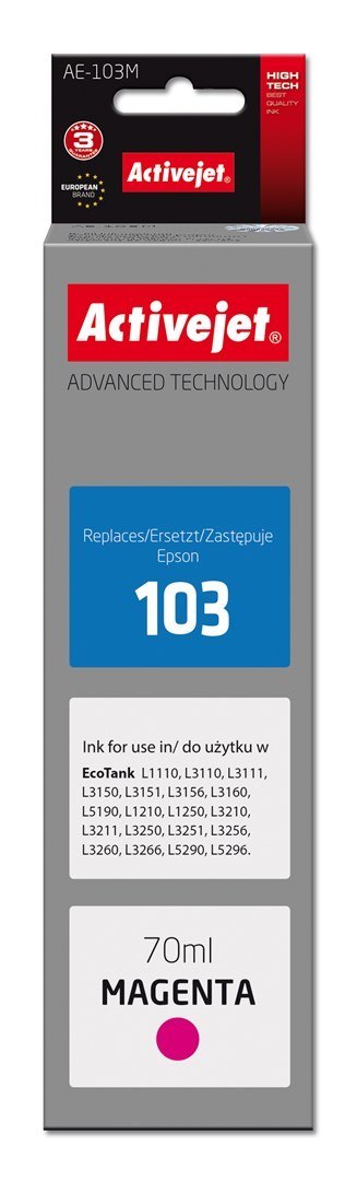 Activejet AE-103M Tusz (zamiennik Epson 103 C13T00S34A; Supreme; 70 ml; czerwony) Activejet Activejet AE-103M Tusz (zamiennik Epson 103 C13T00S34A; Supreme; 70 ml; czerwony) Activejet