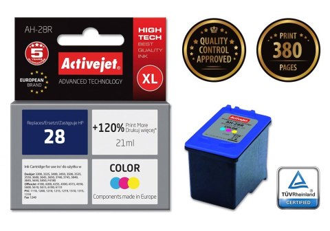 Activejet AH-28R Tusz (zamiennik HP 28 C8728A; Premium; 21 ml; kolor) Activejet Activejet AH-28R Tusz (zamiennik HP 28 C8728A; Premium; 21 ml; kolor) Activejet