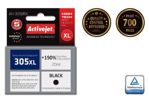 Activejet AH-305BRX Tusz (zamiennik HP 305 XL 3YM62AE; Premium; 20 ml; czarny) Activejet Activejet AH-305BRX Tusz (zamiennik HP 305 XL 3YM62AE; Premium; 20 ml; czarny) Activejet