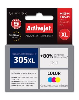 Activejet AH-305CRX Tusz (zamiennik HP 305XL 3YM63AE; Premium; 18 ml; color błękitny, czerwony, żółty) Activejet
