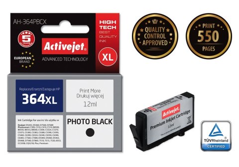 Activejet AH-364PBCX Tusz (zamiennik HP 364XL CB322EE; Premium; 12 ml; czarny, foto) Activejet Activejet AH-364PBCX Tusz (zamiennik HP 364XL CB322EE; Premium; 12 ml; czarny, foto) Activejet