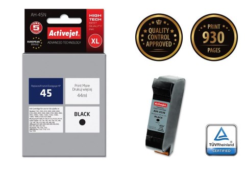 Activejet AH-45N Tusz (zamiennik HP 45 51645A; Supreme; 44 ml; czarny) Activejet Activejet AH-45N Tusz (zamiennik HP 45 51645A; Supreme; 44 ml; czarny) Activejet