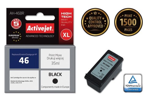 Activejet AH-46BR Tusz (zamiennik HP 46 CZ637AE; Premium; 35 ml; czarny) Activejet Activejet AH-46BR Tusz (zamiennik HP 46 CZ637AE; Premium; 35 ml; czarny) Activejet