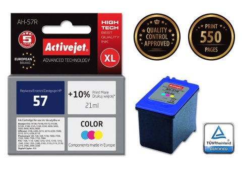 Activejet AH-57R Tusz (zamiennik HP 57 C6657AE; Premium; 21 ml; kolor) Activejet Activejet AH-57R Tusz (zamiennik HP 57 C6657AE; Premium; 21 ml; kolor) Activejet