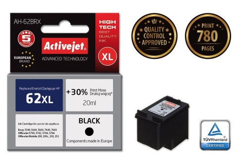 Activejet AH-62BRX Tusz (zamiennik HP 62XL C2P05AE; Premium; 20 ml; czarny) Activejet Activejet AH-62BRX Tusz (zamiennik HP 62XL C2P05AE; Premium; 20 ml; czarny) Activejet
