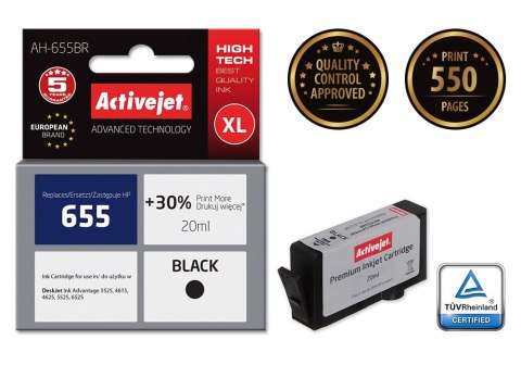 Activejet AH-655BR Tusz (zamiennik HP 655 CZ109AE; Premium; 20 ml; czarny) Activejet Activejet AH-655BR Tusz (zamiennik HP 655 CZ109AE; Premium; 20 ml; czarny) Activejet