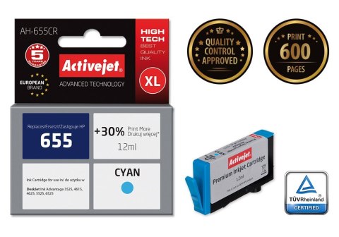 Activejet AH-655CR Tusz (zamiennik HP 655 CZ110AE; Premium; 12 ml; niebieski) Activejet Activejet AH-655CR Tusz (zamiennik HP 655 CZ110AE; Premium; 12 ml; niebieski) Activejet