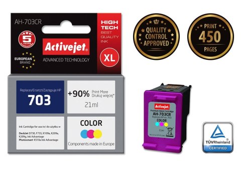 Activejet AH-703CR Tusz (zamiennik HP 703 CD888AE; Premium; 21 ml; kolor) Activejet Activejet AH-703CR Tusz (zamiennik HP 703 CD888AE; Premium; 21 ml; kolor) Activejet