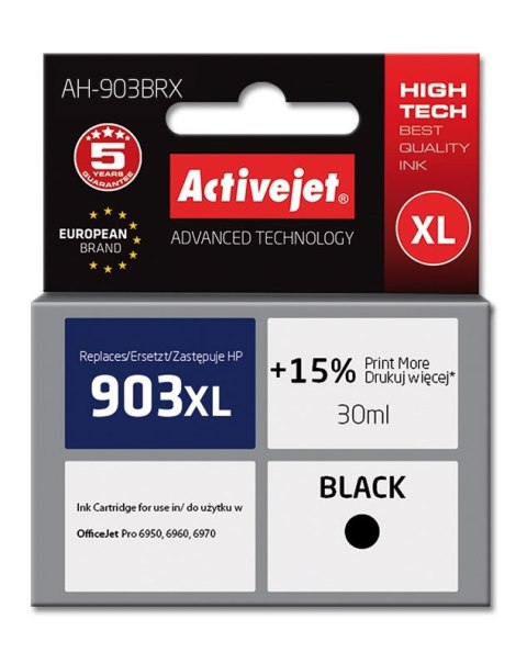 Activejet AH-903BRX Tusz (zamiennik HP 903XL T6M15AE; Premium; 30 ml; czarny) Activejet Activejet AH-903BRX Tusz (zamiennik HP 903XL T6M15AE; Premium; 30 ml; czarny) Activejet